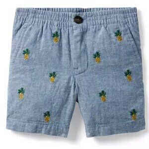 Janie and Jack Embroidered Pineapple Linen Shorts size 6-12 months NEW Hawaiian